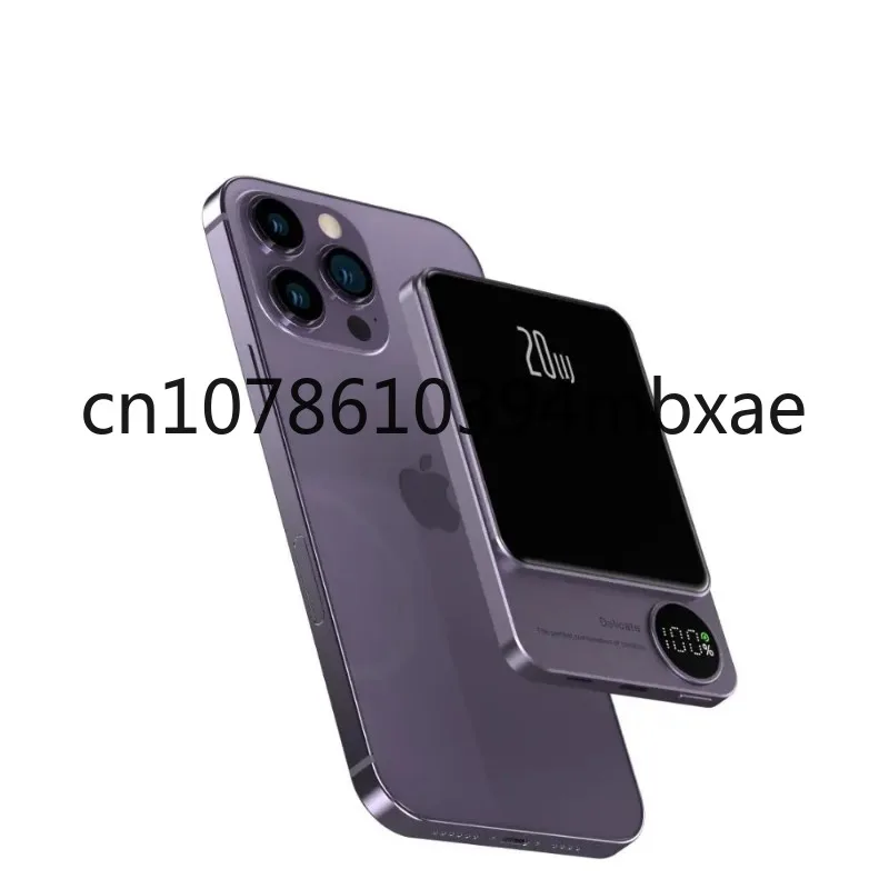 Newest Mini Portable Charger 5000mah 10000mah Powerbank Magnetic Wireless Charging Metal Power Bank with Led Display Q9 4