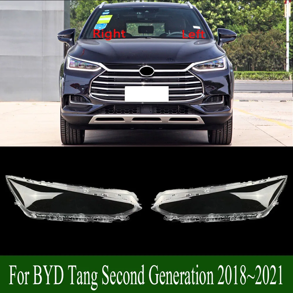 For BYD Tang Second Generation 2018~2021 Lamp Shade Front Headlamp Cover Transparent Lampshade Headlight Shell Masks Plexiglass