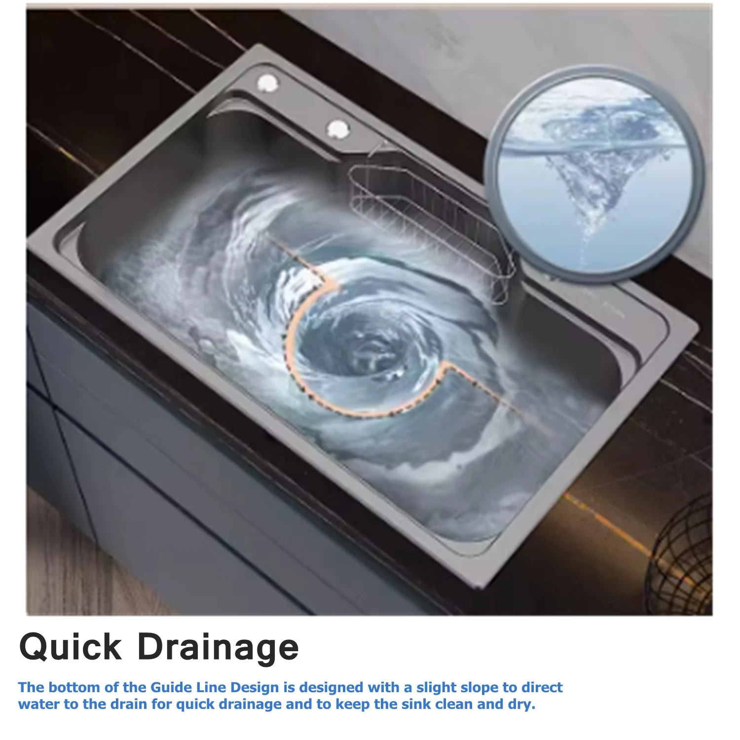 Kitchen Sinks Drop in Gray Japanese-Style Sink Single Bowl Sink with Hanging Basket, 304 Stainless Steel Workstation