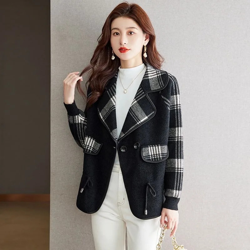 Winter New Women High-End Reversible Cashmere Coat Female Elegant Fashion Oversized Woolen Outwear Casual Thicken Baggy Outcoat
