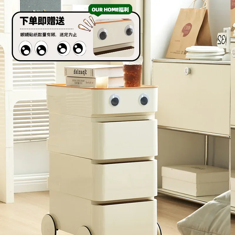 Nordic Designer Small Apartment Net Red Living Room Creative Bedside Table Modern Simple Movable Cabinet Cart Storage Cabinet