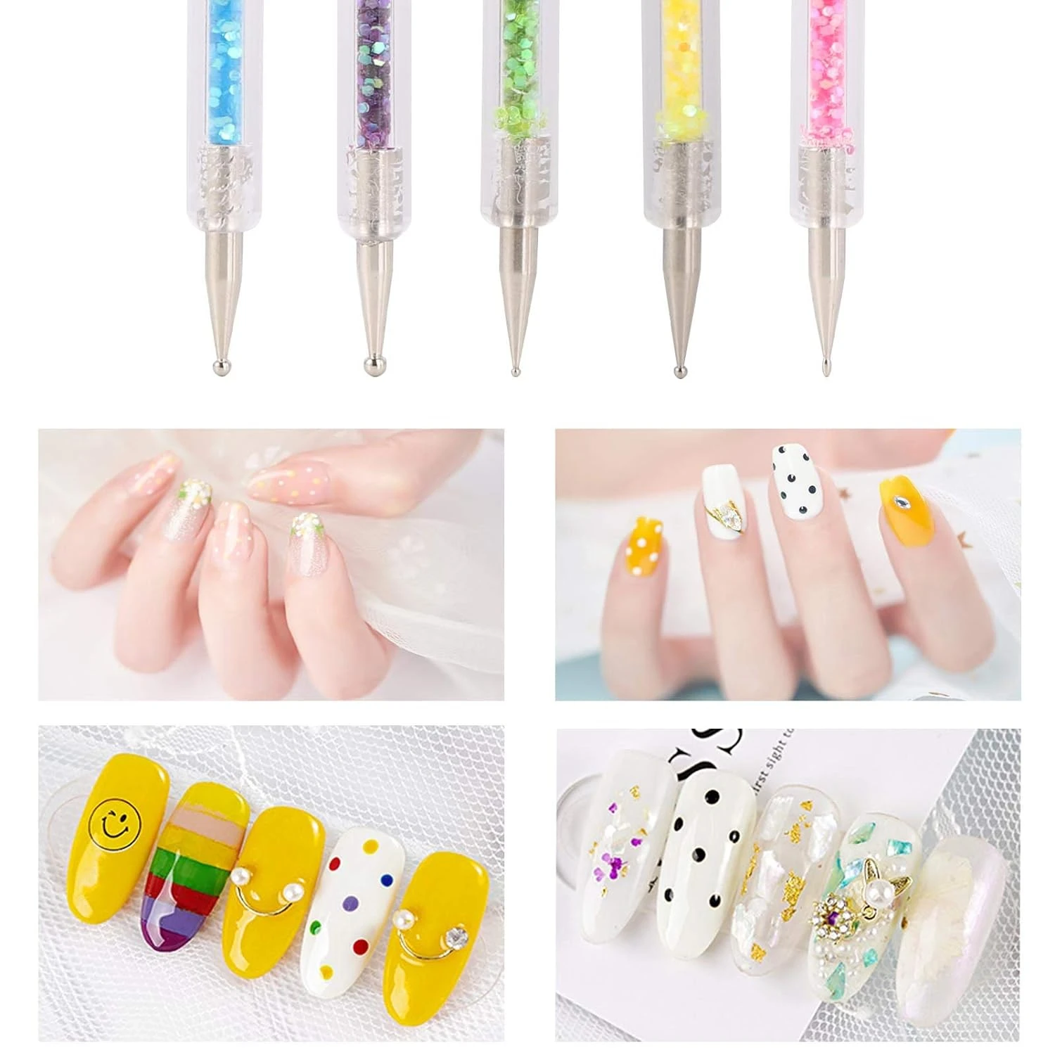 Must-Have High-End Top-Quality Essential 5-Piece Set of Double-Ended Nail Art Liner Brushes-Premium Dotting Tool for Professio