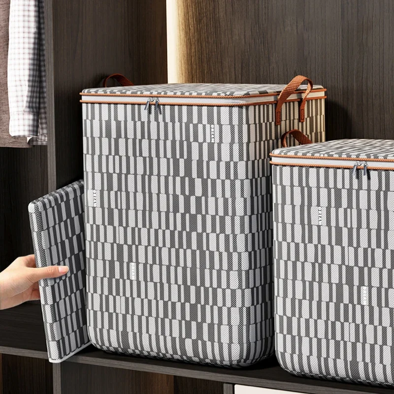 Large Capacity Clothes Storage Bag Thousand Bird Grid Foldable Dustproof Bag Household Moving Bags Waterproof and Dustproof 2