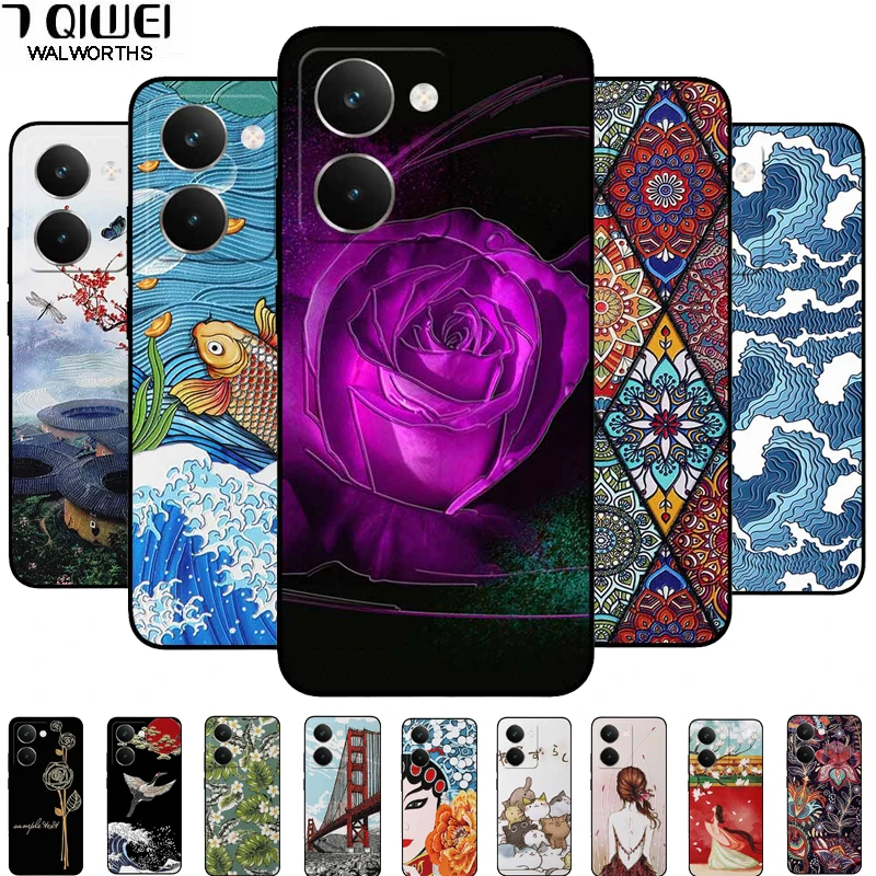 Vintage 3D Embossed Silicone Back Cover – Black Retro Design