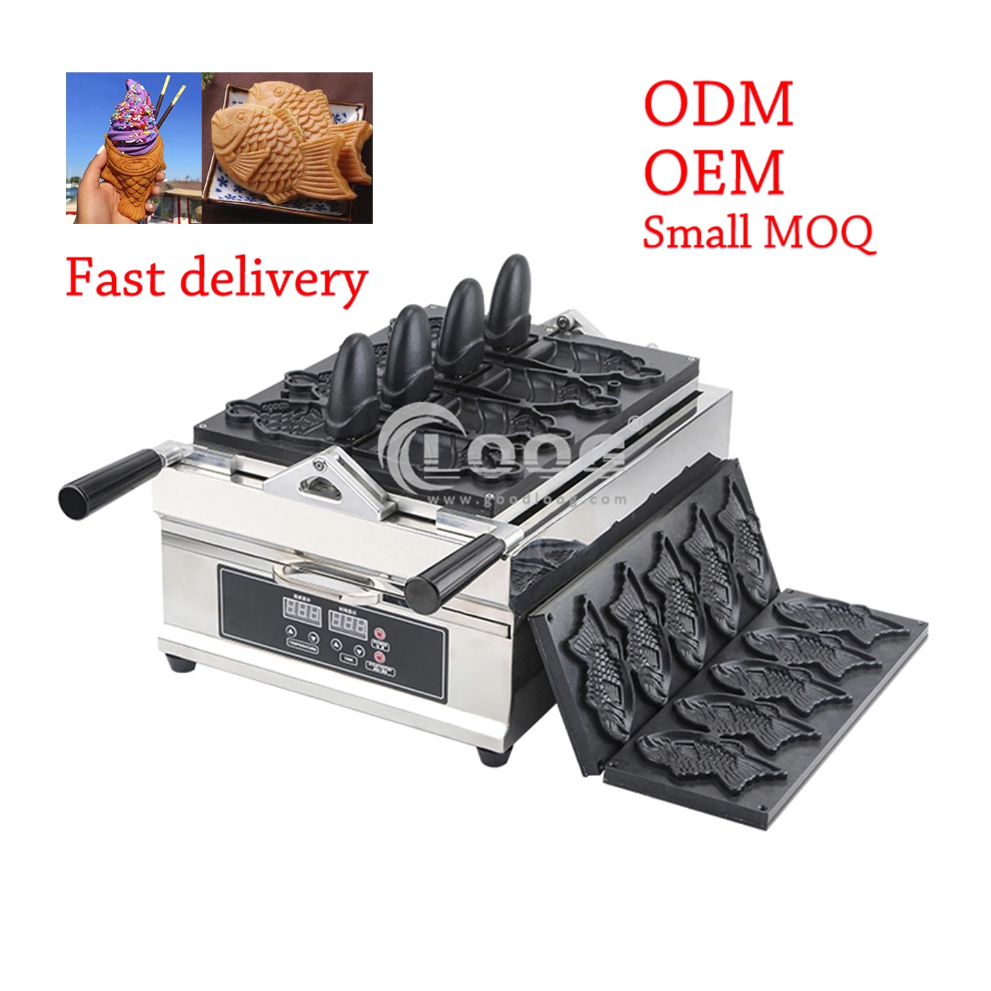 

New Snack Machines Wholesale Changeable Plate Fish Shape Waffle Maker Commercial Electric Taiyaki Cake Machine