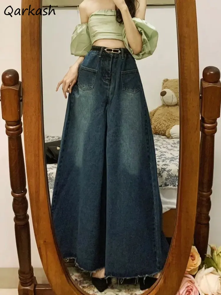 

Vintage Jeans Women Wide Leg Trousers Y2k Clothes Denim Baggy High Waisted Temper Streetwear Джинсы Женские Cool Teens American