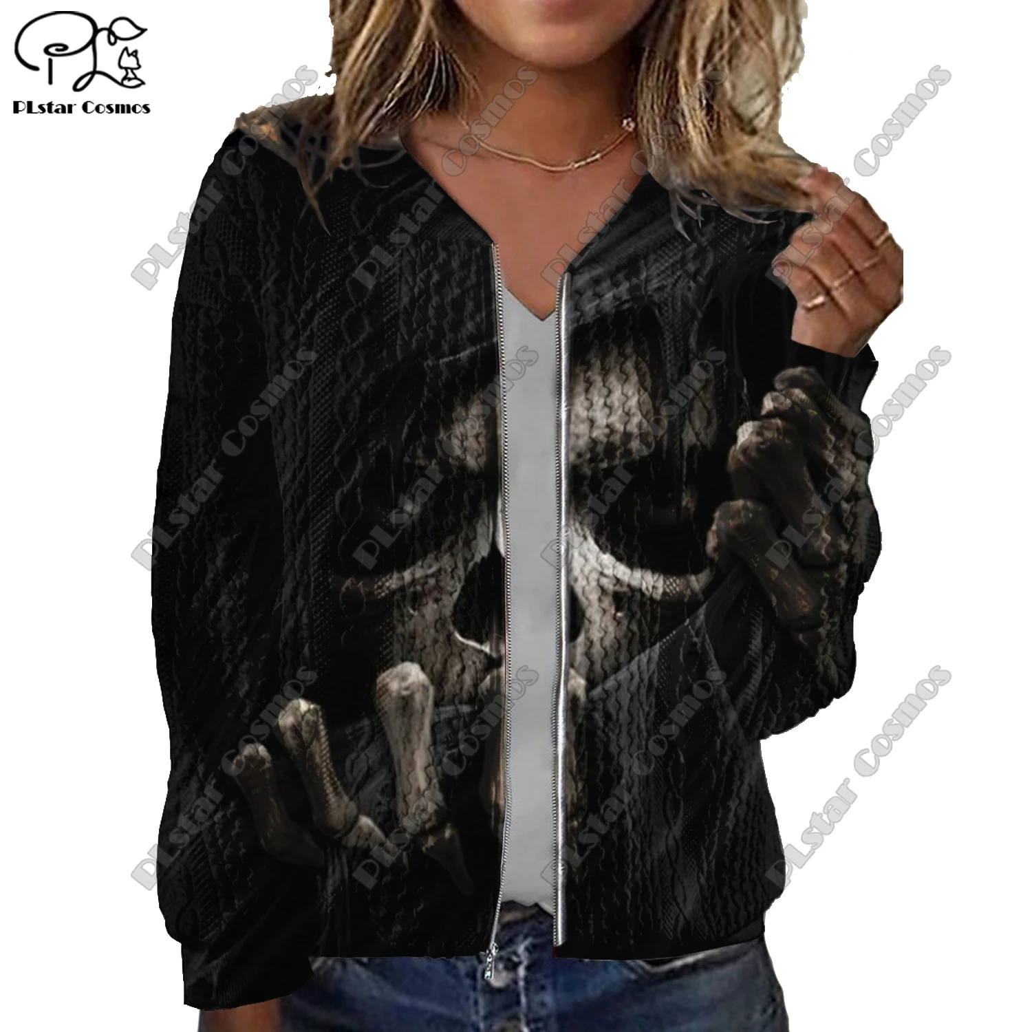 New 3D Halloween Series Skull Jesus Owl Crow Pattern Print Women's Jacket Threaded Texture Casual Authentic Short Jacket  WD-7