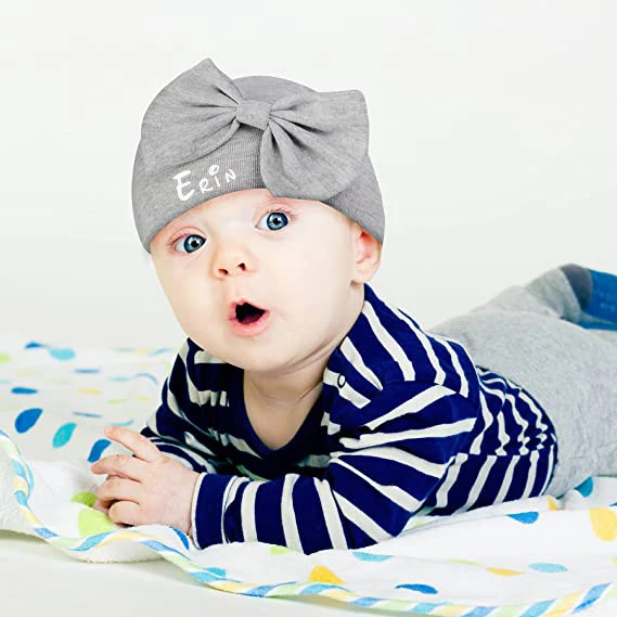 Ensemble bonnet et mitaines en tricot pour nouveau-né, chapeaux  personnalisés, bandeaux de sauna pour bébé