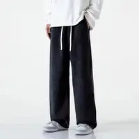 Jean ample en polaire pour hommes, taille élastique, jambes larges, pantalon en Denim Y2K, droit et confortable, vêtements de marque, hiver 2