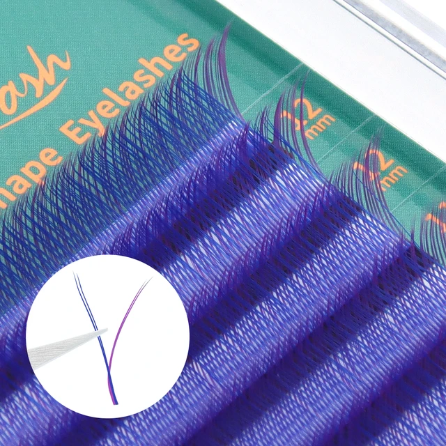 GLAMLASH – Extensions de cils colorés en forme de Y, bleu, violet, 0.07 C/D, faux cils en poils de vison synthétiques doux et naturels 4