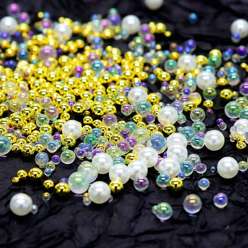 OLYCRAFT 210g 1~3mm Glass Bubble Beads No Hole Iridescent Beads...