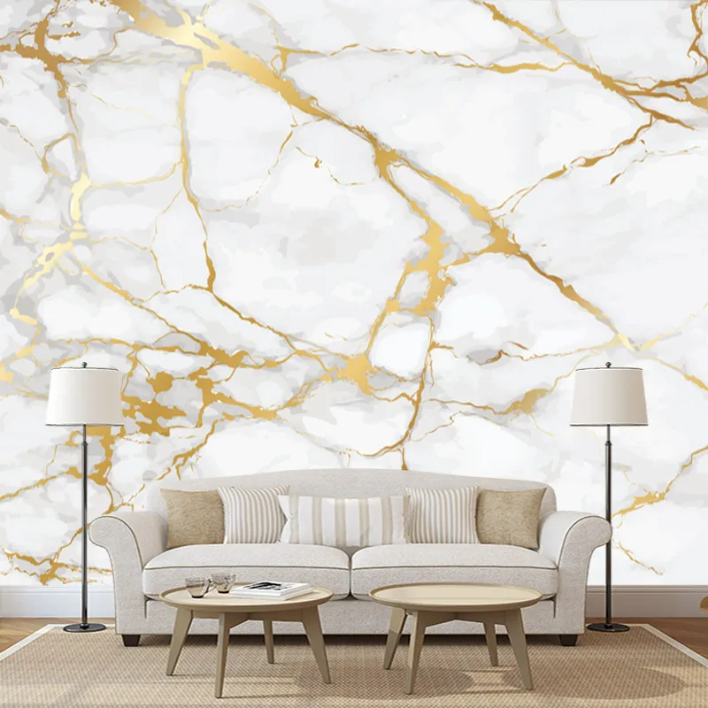 Golden thread marble pattern，Customized 3D wallpapers, self-adhesive ...