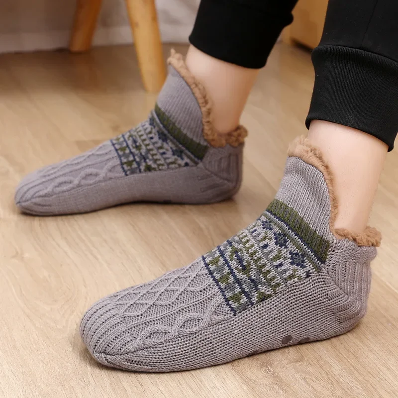 Men's Winter Snow Socks Thicken Warm Home Bedroom Socks Slippers Man Non-Slip Foot Warmer Carpet knitted Socks Calcetines Hombre