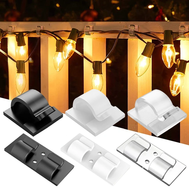 10PCS Outdoor String Lights Clips with Waterproof Adhesive Strips