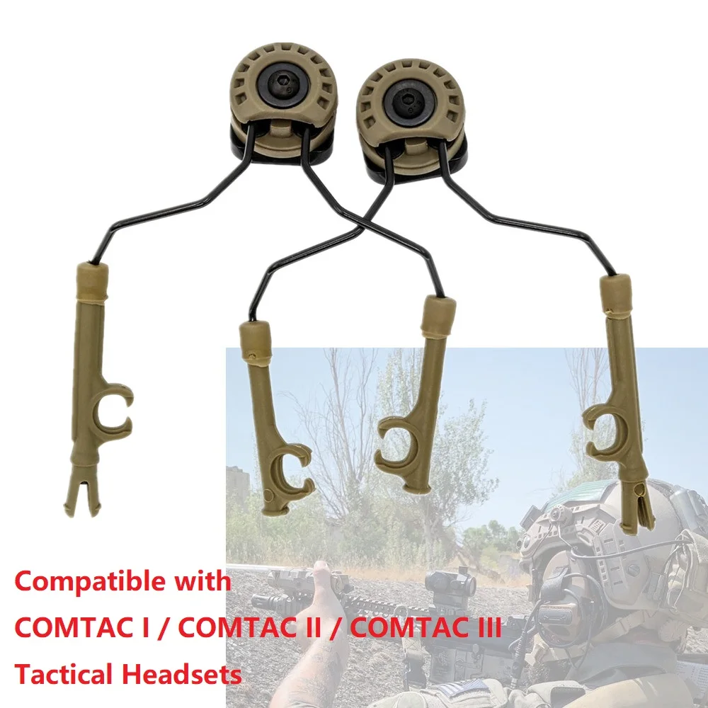 Tactical ARC Helmet Rail Adapter for COMTAC I II III Tactical Headset Hearing Protection Airsoft Hunting Shooting Headphone DE military tactical helmet arc helmet track adapter headphone bracket and gel ear pads for comtac i ii iii tactical headset