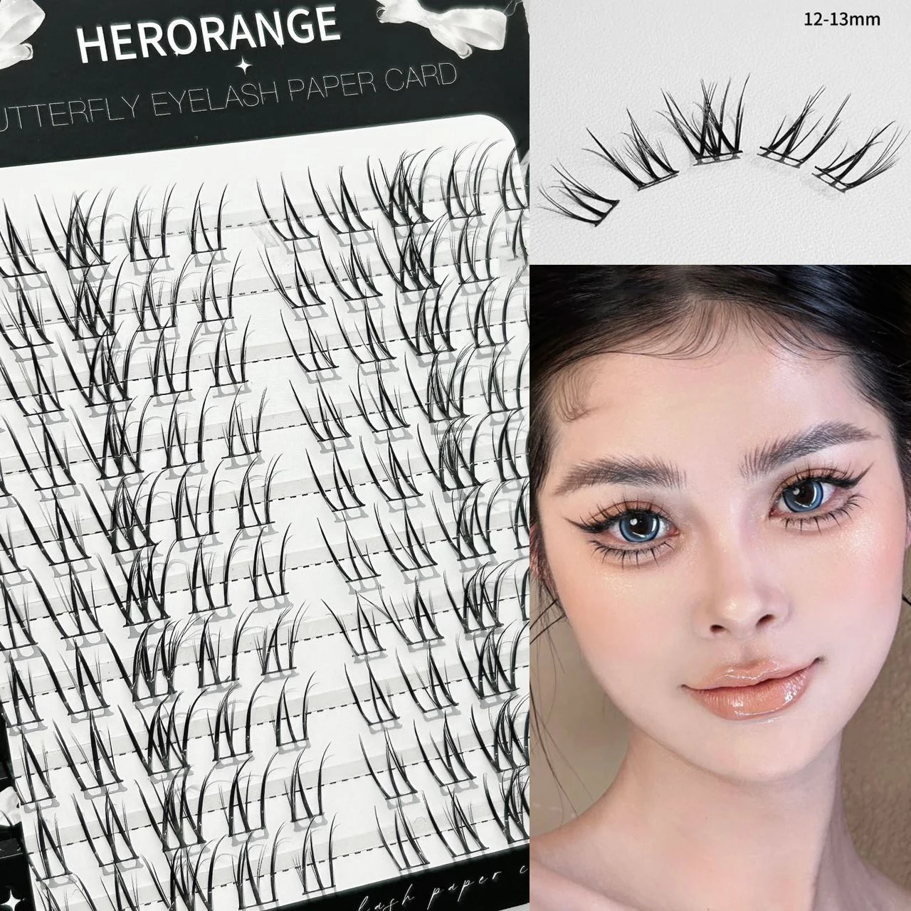 Korean Makeup DIY False Eyelash No Need Glue Fluffy Eyelashes Reusable Clear Segmented Cluster Big Eyes Extension Effect Makeup