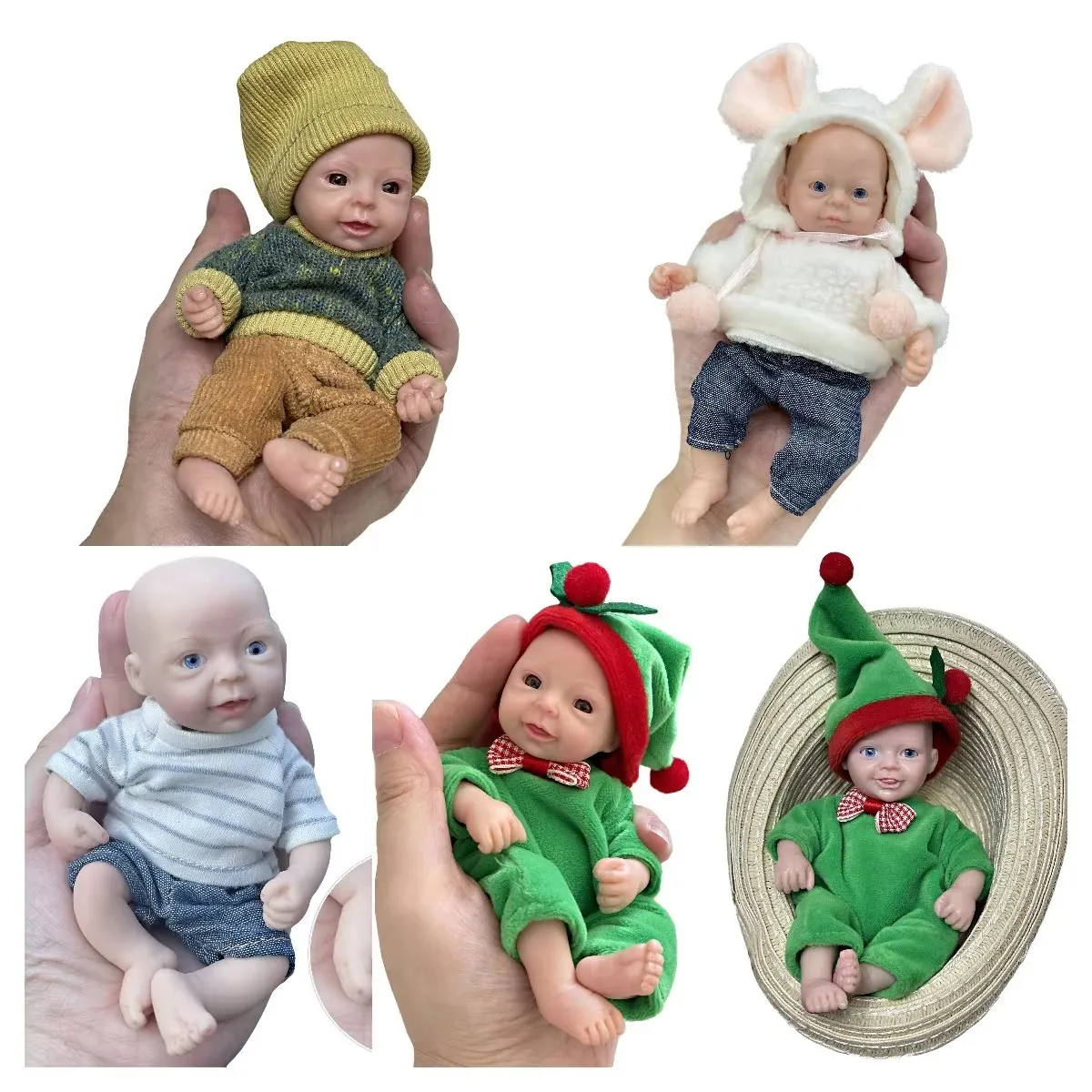 Silicone Reborn Doll AnjoDoll 6 Inch Palm Newborn Babies Full Body Silicone Boys Reborn Dolls Bebe Reborn Corpo De Silicone Inteiro 1pc