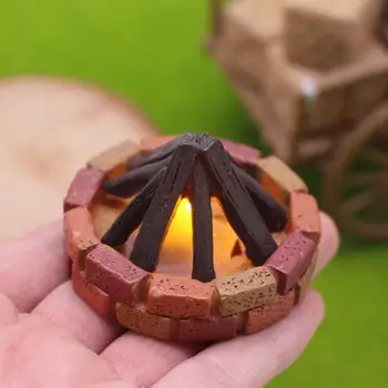 1:12 Dollhouse Miniature LED Bonfire Camping Scene Model Decor Toy Doll House Accessories