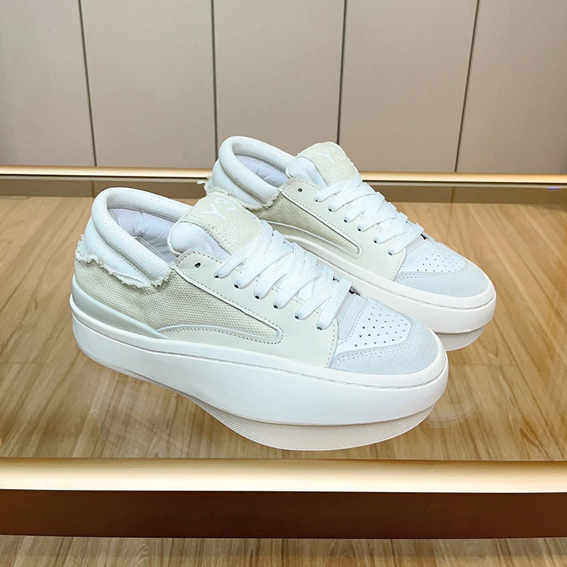 Handcrafted Leather Casual Shoes Man Woman Unisex Trainers Platform Sports Shoes Men's Breathable Trainers Heighten Sneakers 2