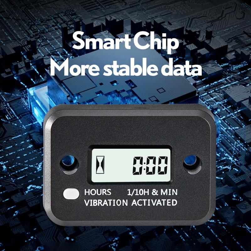 1Pcs 3DTMR-107 Vibration Hour Meter Counter LCD Display Digital Tachometer Waterproof for Gas Generator Lawn Mower Motor ATV tachometer gauge engine tachometer tachometer meter engine hour meter