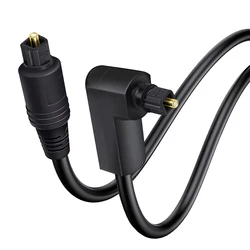 Right - Angle Toslink Fiber Optical Cable with 360 - Degree Rotating Plug for Home Theater Audio Systems (Black)