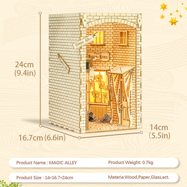 CUTEBEE DIY Miniature House Book Nook Kit Dollhouse with Touch Light