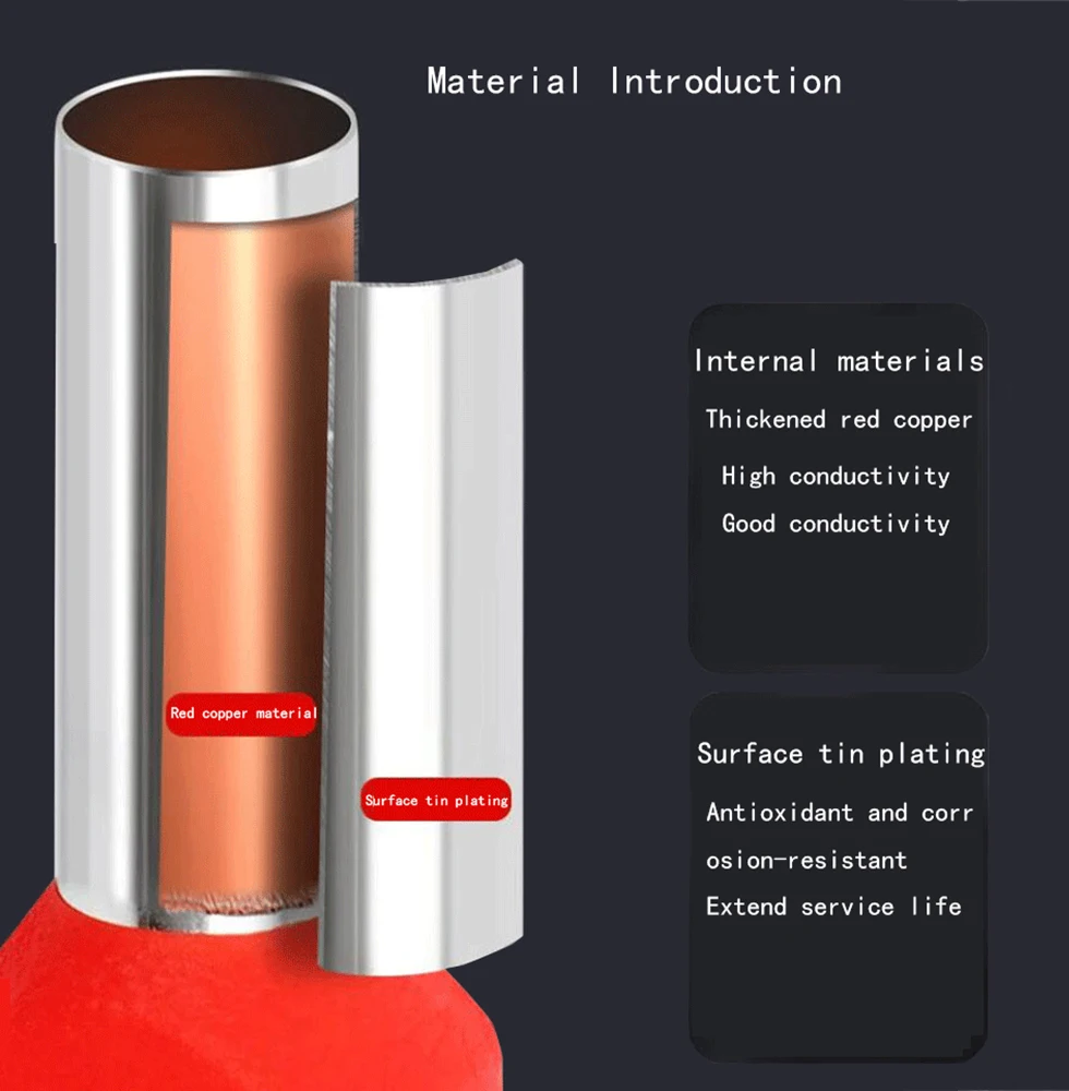 TE6014 절연 트윈 코드 엔드 터미널 슈트 6.0mm² 케이블 와이어 커넥터 크루엘 튜브 사전 절연 터미널 50/100PCS/Pack