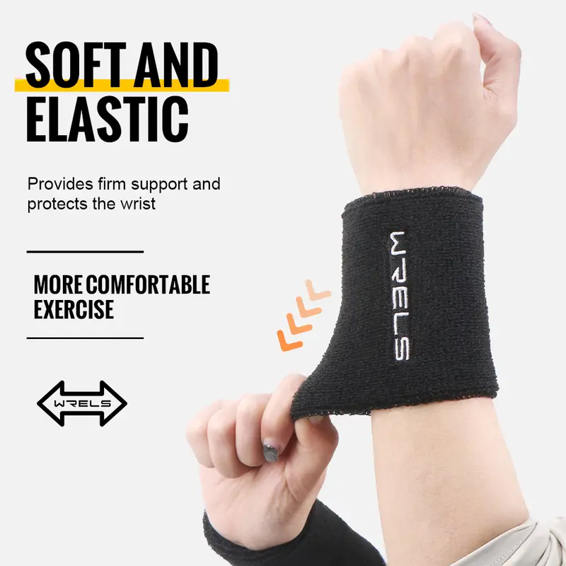 WRELS Wristband Sweatband Absorbent Thick Terry Cloth Gym Fitness Basketball Tennis Yoga Weightlifting Running Sport Wrist Band - Image 5