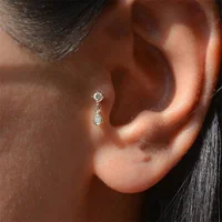 Aide 925 Sterling Silver 1pc Geometry Multi Piercing Stud Earrings For Women K Gold Simple Elegant Tassel Jewelry Gift Pendiente 3