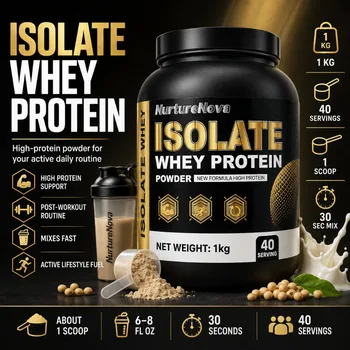 NurtureNova Isolate Whey Protein Powder 1kg, High Nutrition Fitness Drink Mix, 40 Servings, Workout & Daily Support Formula 1