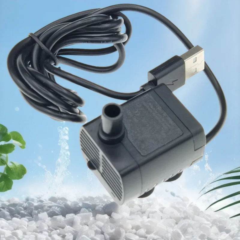 Power bank 2415-12 (con connettore USB nero) con pompa dell'acqua miniaturizzata USB silenziosa per animali domestici, 5V DC, senza spazzole.