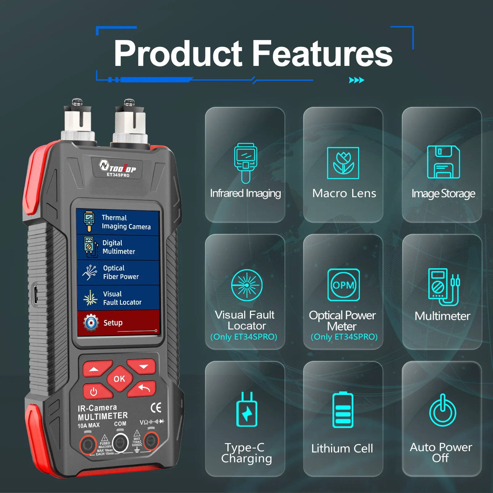 3.2inch Thermal Camera with Macro Lens 60000 Counts Digital Multimeter Electrica