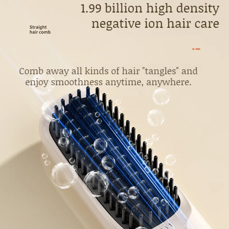 【Hot Sale】Home Negative Ion Dual Purpose Curling Machine USB Charging Portable Wireless Straight Hair Comb