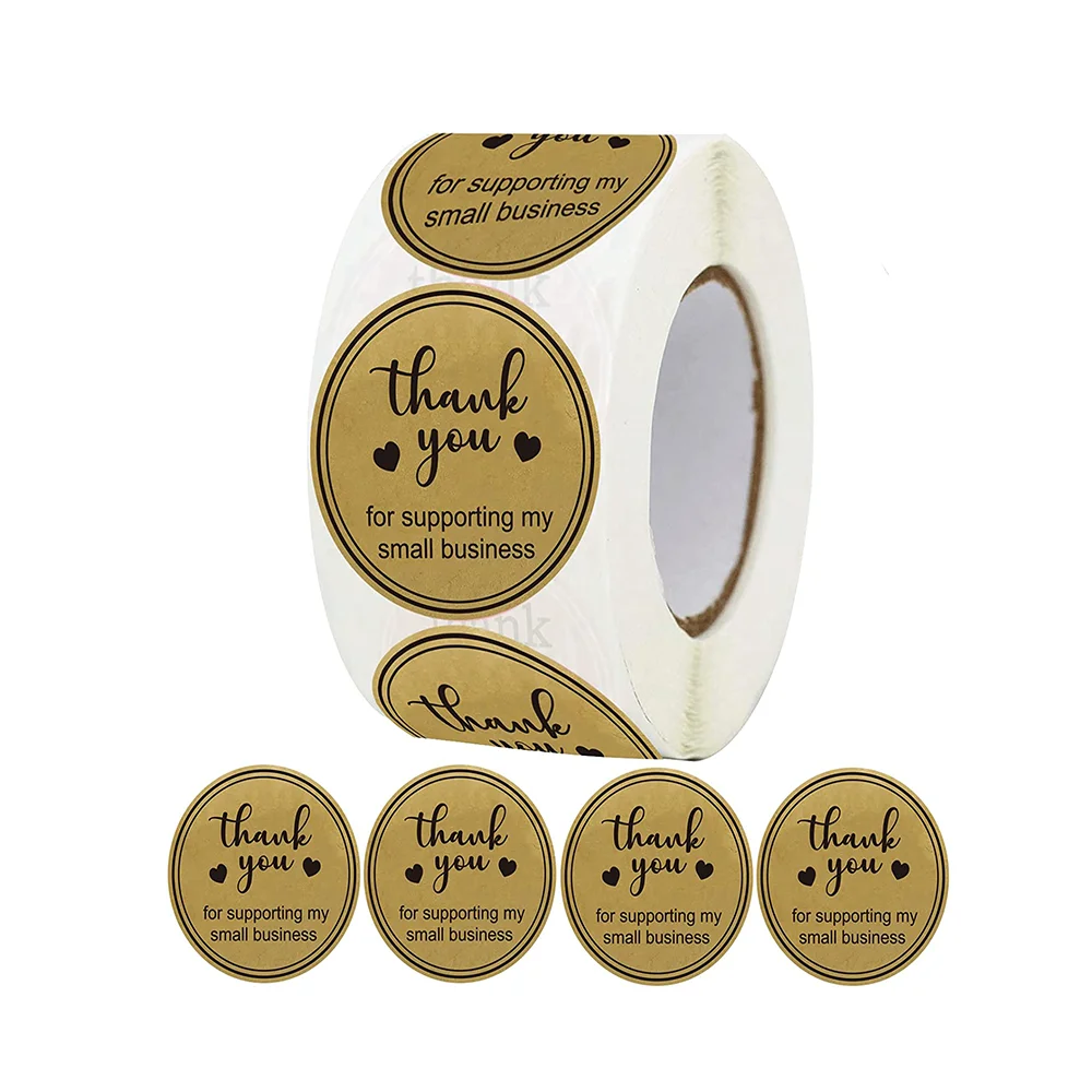 

1.5 inch Kraft Thank You for Supporting My Small Business Stickers Labels Thank You Stickers Roll for Mailing Packing, Envelop