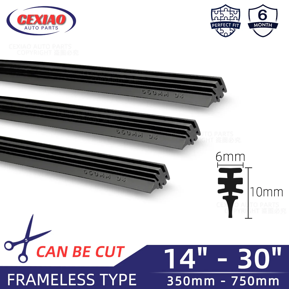 6mm Wiper Blade Refill Strips Car Windshield Rubber Strip Wiper