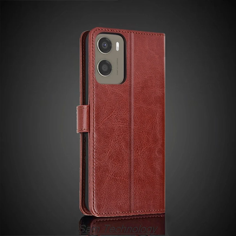 Premium PU Leather Flip Wallet Phone Case with Card Holder - Retro Design