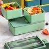 1pc-Lunch Box Thickened Plastic Divided Compartment Double Layer Meal Box Office Worker Bento Box Microwave Oven Available 3