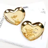 Heart Shape Golden Storage Tray Home Decoration Accessories Metal Jewelry Display Plate Iron Fruit Plate For Kitchen Orgainzer 3