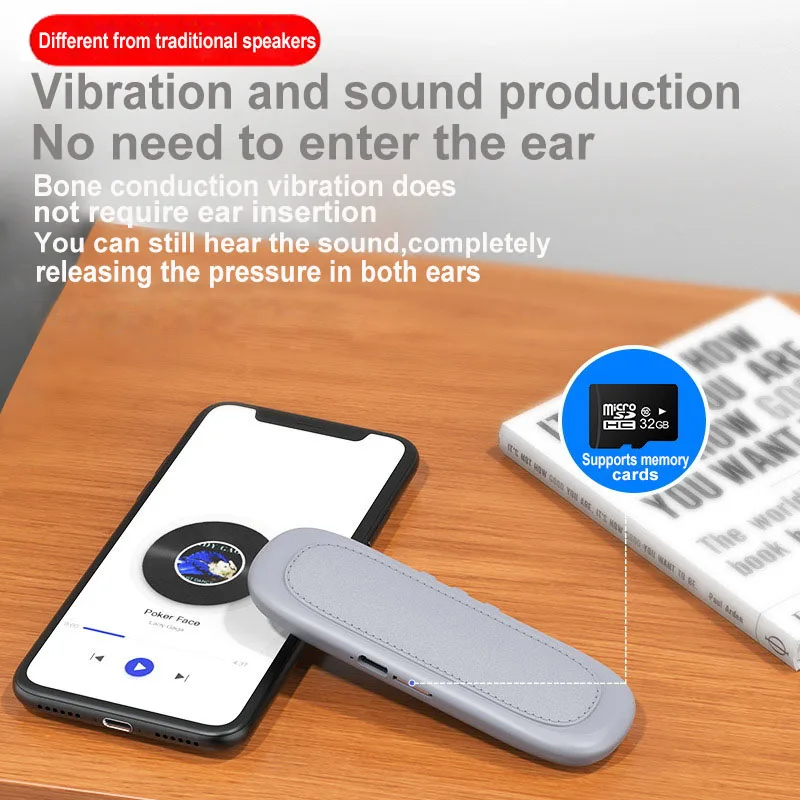 Mini Bone Conduction Bluetooth Speaker Sleep Aid Wireless Sound Bar Under Pillow Stereo Music Player TF Card Play Timed Shutdown