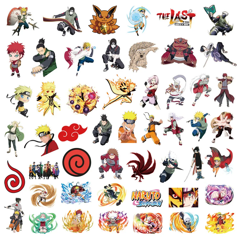 50Pcs Naruto Stickers Not Repeating Uzumaki Naruto Kakashi Uchiha Sasuke Itachi Kawaii Cartoon Waterproof Stiker Toys 4