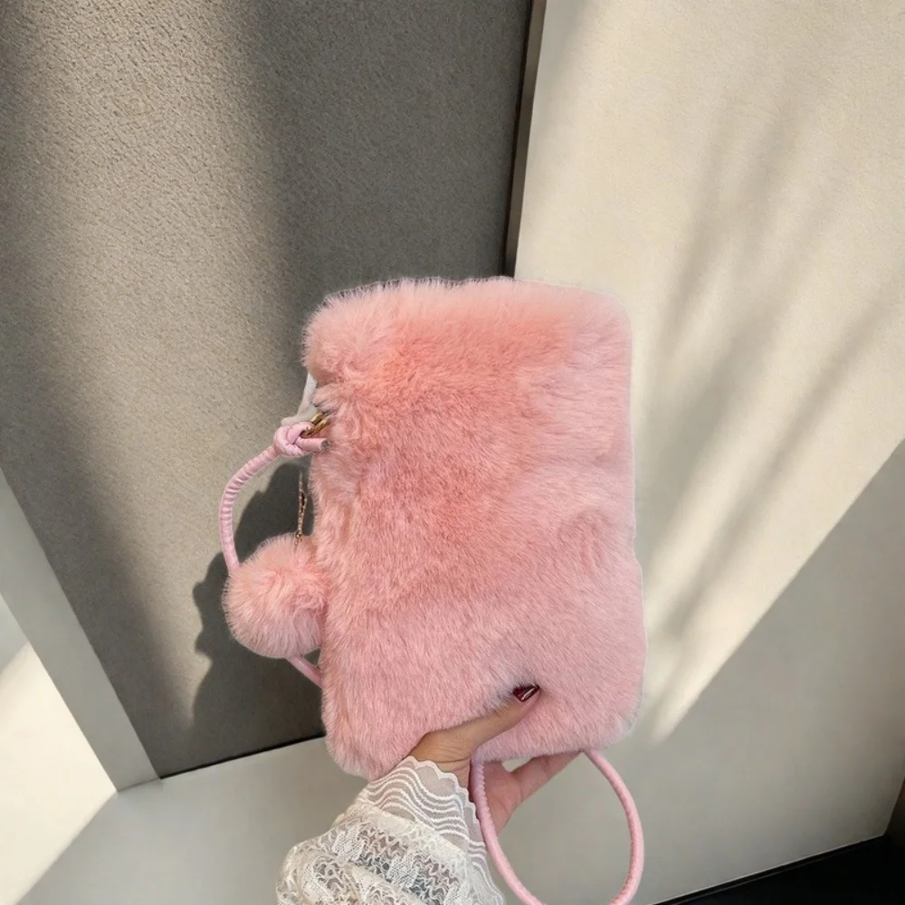 Women Handbags Fashion Plush Shoulder Bags Large Capacity Crossbody Bags For Ladies Phone Purse Small Flap For Autumn And Winter