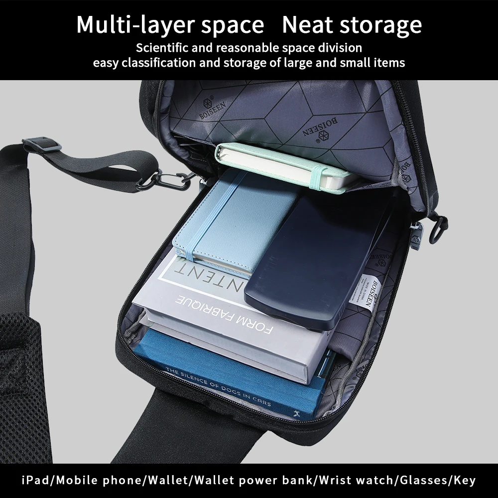 1Pcs Large-Capacity Shoulder Bag, Men's Multi-Layer Storage Messenger Bag, Business Travel Bag, Commuter Crossbody Bag