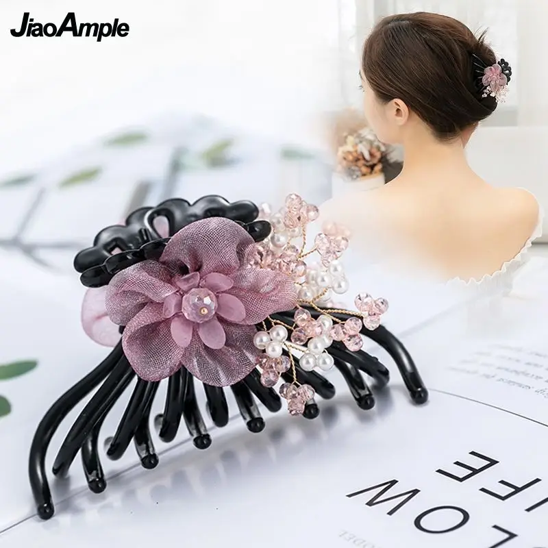 Women's Hairpin Korean Fashion Hair Clip Fabric Flower Hair Accessories Female Trend Headdress Simple Hair Tools Headwear garden soil drill yard hole planter auger loose plant spiral garden twist bit drill shaft flower auger bedding bulb digger tools