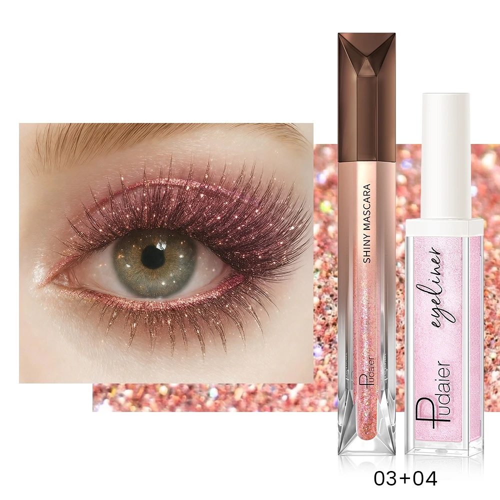 Wasserfeste Mascara Und Metallic Eyeliner Set Für Volumen_voghion.com