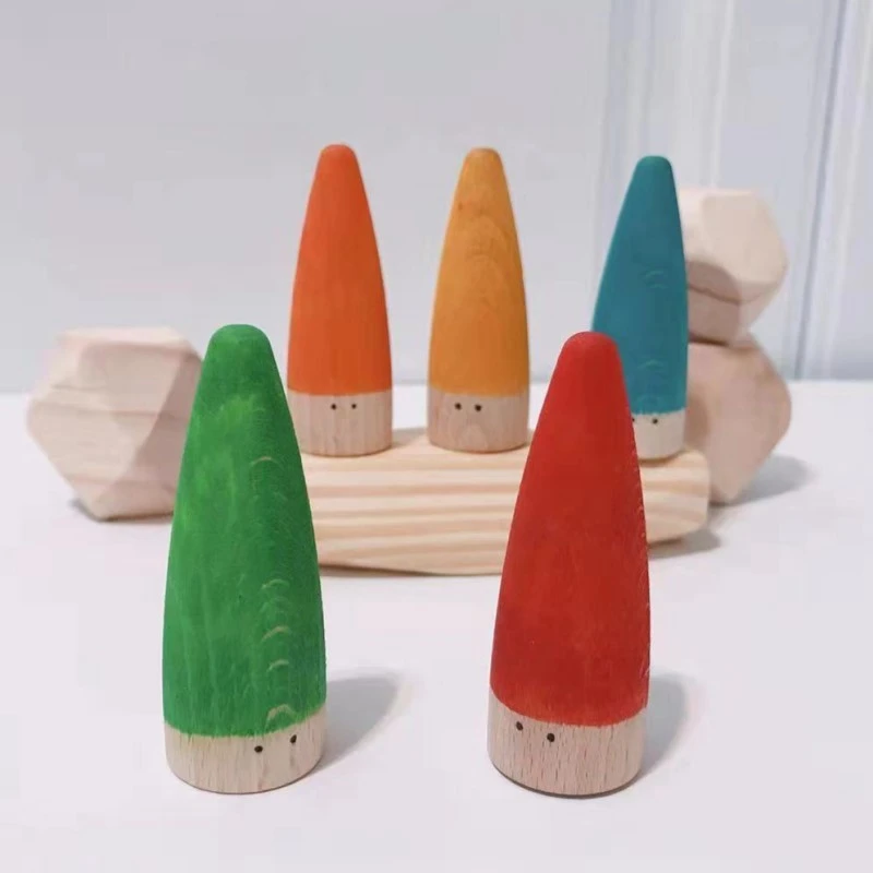 30pc DIY Wood Crafts Peg Dolls Ins Cone Building Block Beech Wood Ornaments Wooden Craft Supplies Wood Decoration for Room