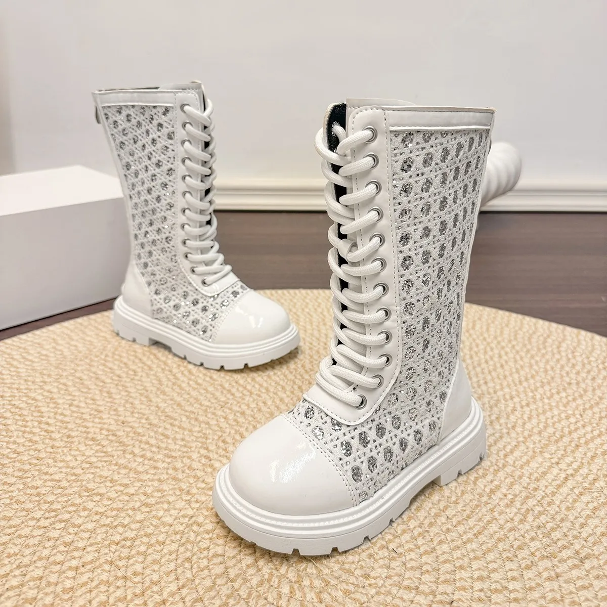 Girls Mid Calf Boots Autumn Breathable Non Slip Kid School Shoes