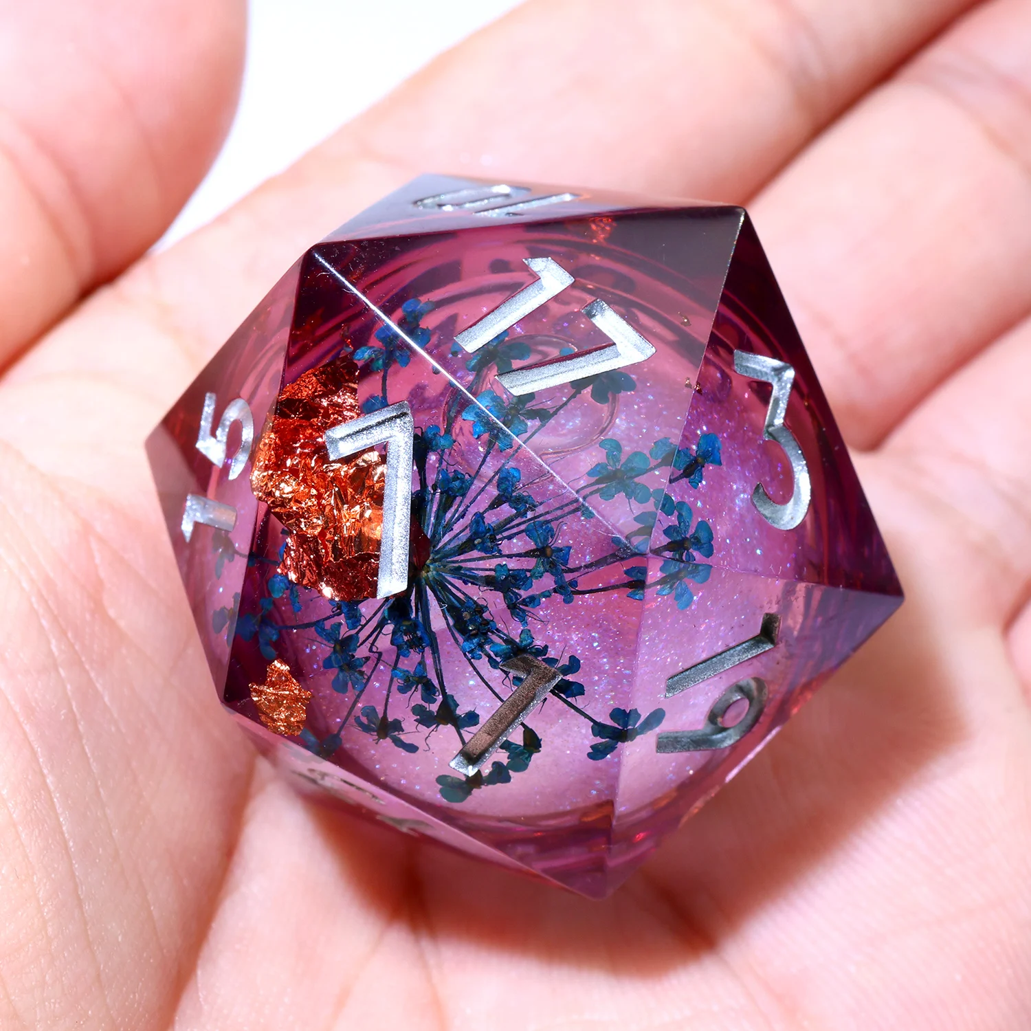 33MM Large D20 Dice,Resin Blue Flower Board Games D20 Dice,Role Playing Table Game RPG Gift-Liquid 6