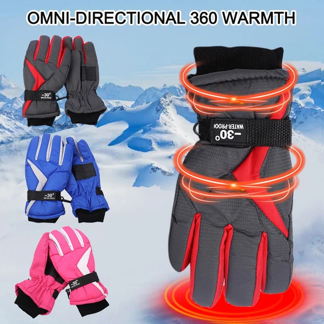 Gants de ski pour enfants Gants étanches à froid et coupe-vent imperméables  et chauds adaptés aux 3-6 ans