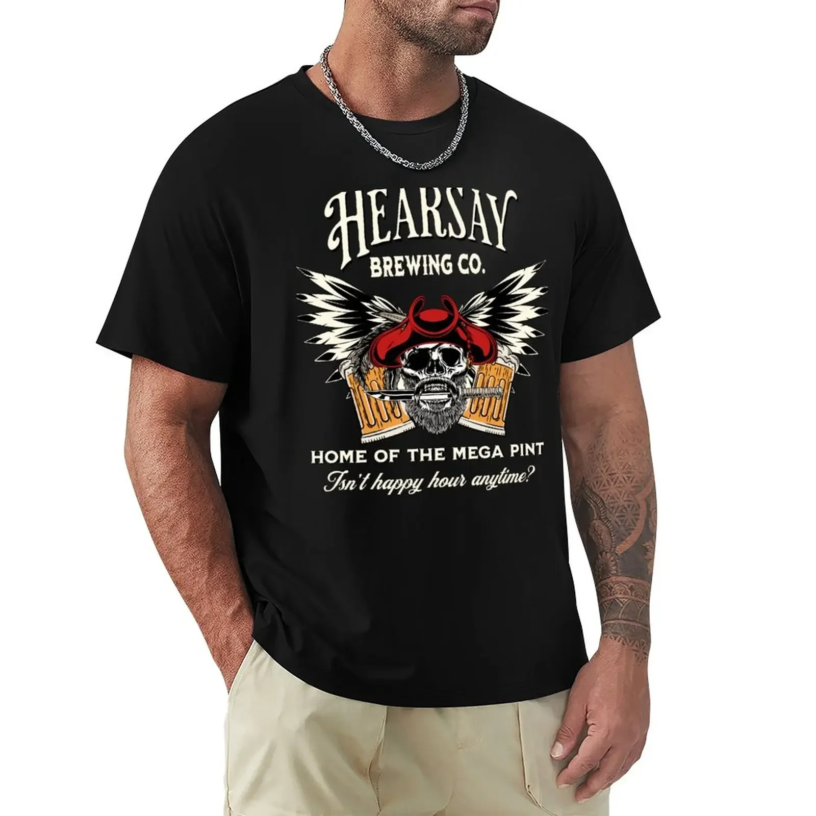 Hearsay Brewing, Mega Pinta, Mega Pinta, Divertente, Happy Hour T-Shirt New Edition Blacks Magliette Pesanti Per Uomo