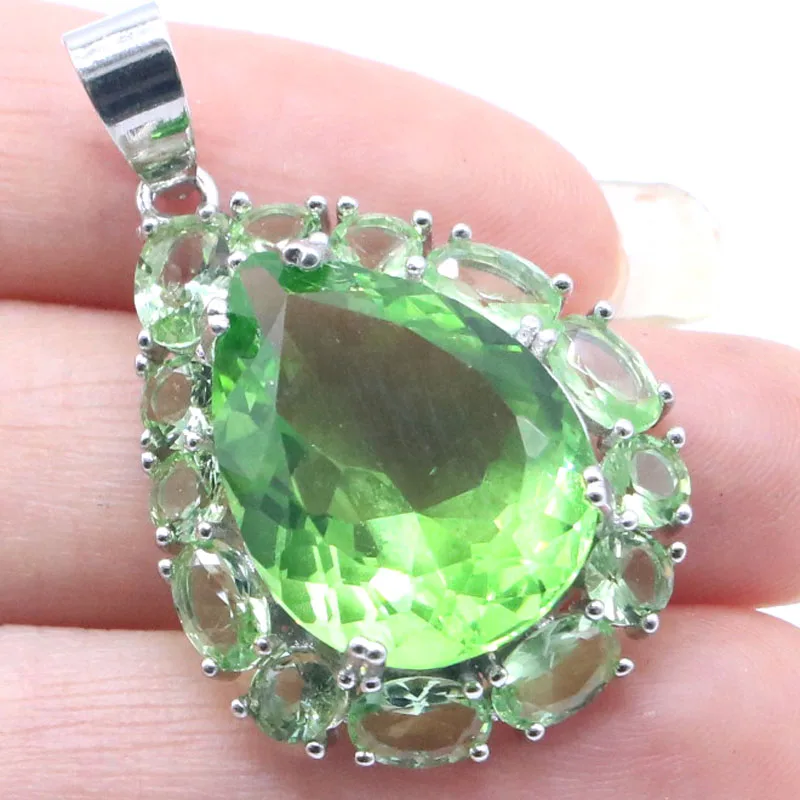 6.3G 925 Ciondolo In Argento Sterling Massiccio Colorato Rodolite Granato Peridoto Kunzite Morganite Tsavorite Granato Acquamarina